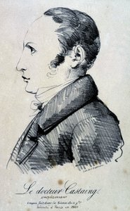 Ritratto del dottor Castaing, avvelenatore. Usò il sale di morfina, cloridrato per uccidere il suo amico Hippolyte Ballet nel 1823. Fu giustiziato a Parigi nel 1824. Litografia di Engelmann da uno schizzo fatto nella sessione dell