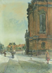 Scena di strada vicino alla Chiesa di San Michele ad Amburgo da Gotthardt Johann Kuehl