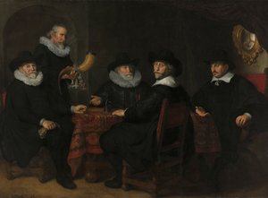 Quattro governatori della Guardia Civica degli Archibugieri, Amsterdam, 1642 da Govert Flinck