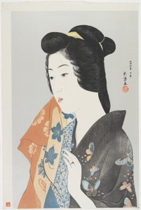 Donna che tiene un asciugamano, ottobre 1920 da Goyo Hashiguchi