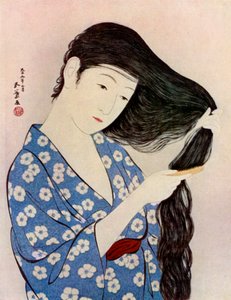 Una donna giapponese che si pettina i capelli, 1920 1930