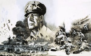 Douglas MacArthur con le scene dello sbarco del D-Day da Graham Coton