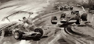 Problemi del Gran Premio (gouache su carta) da Graham Coton