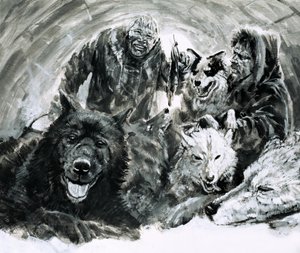 Vilhjalmar Stefansson scopre gli eschimesi biondi (gouache su carta) da Graham Coton