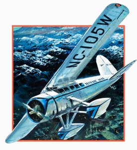 Wiley Hardemann Post che fa il giro del mondo in solitaria con Winnie May (gouache su carta) da Graham Coton