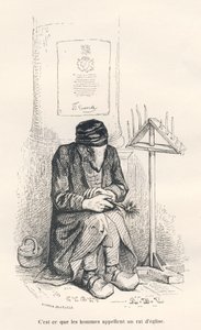 Topo di chiesa. Vignette illustrate da JJ Granville. Incisione firmata Andrew, Best e Leloir nella parte intitolata "Le rat philosophe" scritto da Edouard Lemoine in "Scènes de la vie privée et publique des animaux" da Grandville