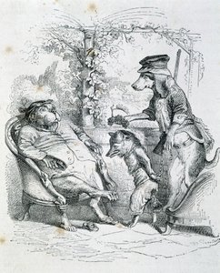 I due cani e la volpe Riffler - di Grandville