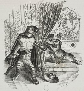 Tigre avanza con pugnale, caricatura di Jean-Jacques Grandville, litografia da Poliorama Pittoresco da Grandville