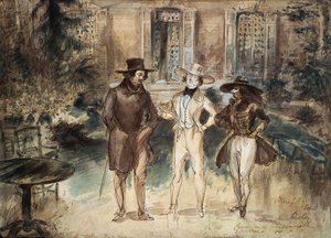 Caricatura di Honoré de Balzac, Frederick Lemaitre e Théophile Gautier di Gérard Granville da Grandville