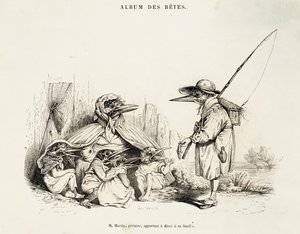 Caricatura di uccelli da Album des betes di Jean-Ignace-Isidore Gerard, noto con lo pseudonimo Jean-Jacques o J. J. Grandville, e Wilhelm von Kaulbach, Parigi da Grandville