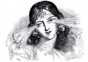 Volto di una donna con occhi penetranti da Grandville (1803 47)