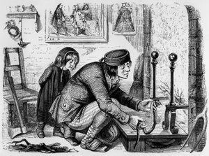 La favola di La Fontaine: il contadino e la vipera, incisione di J.J. Grandville, c. 1838-40