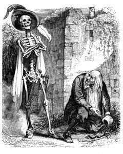 La Morte e il boscaiolo: favola di La Fontaine illustrata da Grandville.