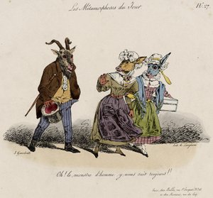 Le metamorfosi del giorno, n. 27 (litografia colorata a mano) da Grandville