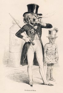 Leone di Parigi. Vignette illustrate da JJ Granville. Incisione firmata Andrew, Best e Leloir nella parte intitolata "Viaggio di un leone d