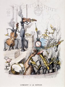 Musicisti trasformati in macchine e che danno un "Concerto a vapore" - in "Un altro mondo" di Grandville, fine XIX secolo da Grandville