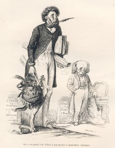 Si è fatto un grande torto a togliere ai nostri poeti la museruola classica. Vignette illustrate da JJ Granville. Incisione firmata Breviere nella parte intitolata "Il primo feuilleton di Pistolet" scritto da Jules Janin in "Scene della vita privata e pubb da Grandville