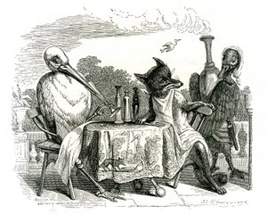 La volpe e la cicogna, illustrazione da 