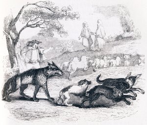 Il bassa e il mercante (Le bassa et le marchand) - Favole di La Fontaine da Grandville