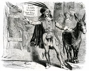 Il ciarlatano: favola di La Fontaine illustrata da Grandville. Edizione Garnier 1860. Questo skipper rende difficile fare di ogni asino uno scienziato.