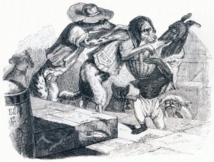 Il cane che porta la bocca del suo padrone al collo - Favole di La Fontaine da Grandville