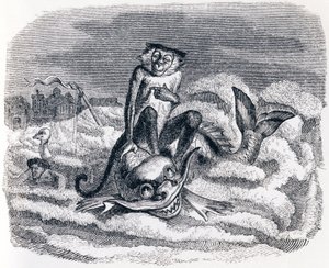 La scimmia e il delfino (Le singe et le dauphin) - Favole di La Fontaine da Grandville