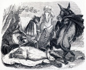 Il leone diventato vecchio (Le lion devenu vieux) - Favole di La Fontaine da Grandville