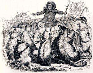Il pastore e il suo gregge - Favole di La Fontaine da Grandville