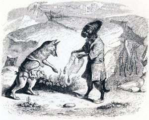 Il leone malato e la volpe (Le lion malade et le renard) - Favole di La Fontaine da Grandville
