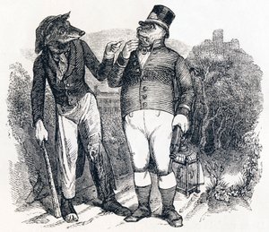 Il lupo e il cane (Le loup et le chien) - Favole di La Fontaine da Grandville