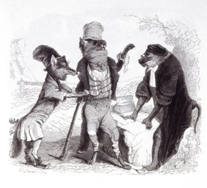 Il lupo che supplica contro la volpe davanti alla scimmia da Grandville (1803 47)