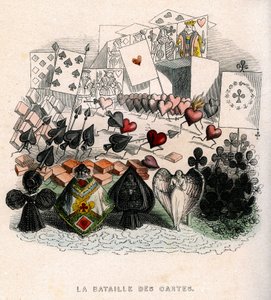 Illustrazione: Una battaglia di carte da gioco, per "Un Autre Monde", edizione Fournier da Grandville
