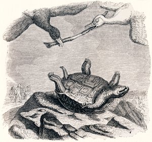 La tartaruga e le due anatre - Favole di La Fontaine da Grandville