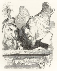 Gulliver viene ispezionato dai residenti di Brobdingnag, dai Viaggi di Gulliver di Jonathan Swift