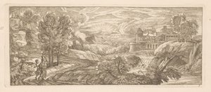 Paesaggio fluviale con due figure che camminano da Gérard Audran