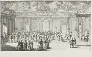 La sala delle udienze durante il ricevimento della sposa al Palazzo di Dresda il 2 settembre 1719 da Gerard Jean Baptiste Scotin