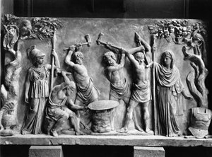 Efesto e Ciclopi che forgiano lo scudo di Achille (marmo) (foto b/n) da Greco Roman Greco Roman