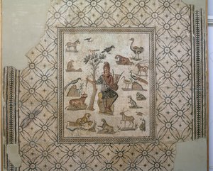 Orfeo circondato da animali, mosaico policromo da Greco Roman Greco Roman