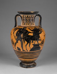Anfora attica a figure nere con Eracle e centauro, c.480-60 a.C. (terracotta)