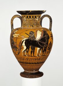 Anfora a figure nere attica con apoteosi di Eracle, c.530-20 a.C.
