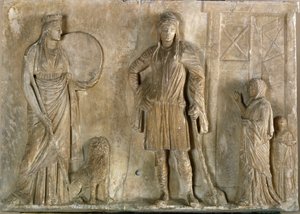 Arte greca: divinità frigie Cibele e Attis, suo figlio e amante. Rilievo in marmo del II secolo a.C. Museo Archeologico, Venezia da Greek