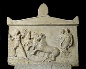 Arte greca: rilievo dedicato a Hermes e alle ninfe