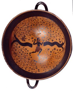 Arte greca: coppa ionica in ceramica con figure nere conosciuta come coppa con l