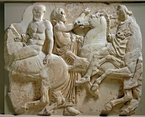 Arte greca: cavalieri (dettaglio)