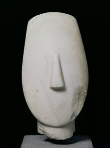 Testa di donna, frammento di una statua da Keros, Periodo Cicladico Antico II, c.2700-2400 a.C.