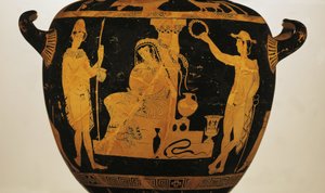 Cratere a figure rosse che raffigura Oreste, Elettra e Pilade alla tomba di Agamennone da Greek