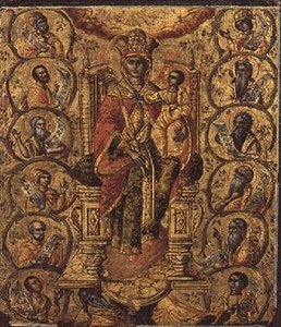 Cristo nella Vite, parte di un dittico dalle Isole Ionie (olio su pannello) da Greek School