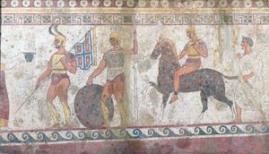 Fanteria e cavalleria, pittura tombale da Paestum da Greek School