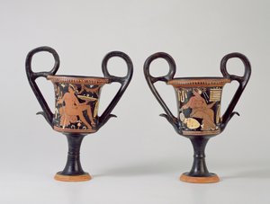 Kantharos a figure rosse che raffigura un giovane e una donna, c.310 a.C. da Greek School