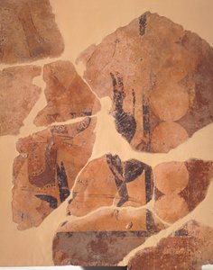 Ritorno del cacciatore, affresco dal Tempio C a Thermos, Grecia, civiltà greca, ca 630 a.C.